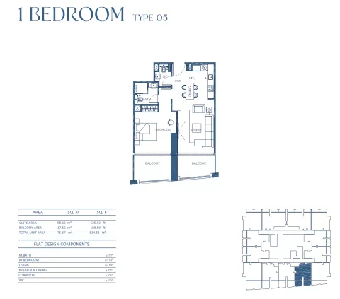 Floor plan, 1 Bed, 814 sq ft