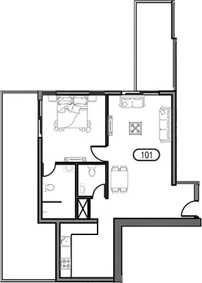 Floor plan, 1 Bed, 1,171 sq ft