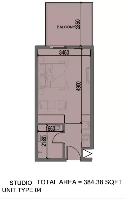Floor plan, Studio, 384 sq ft