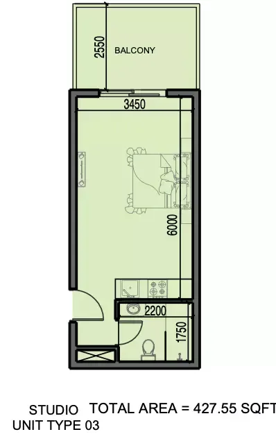 Floor plan, Studio, 427 sq ft