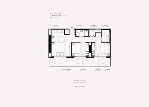 Floor plan, 2 Beds, 1,102 sq ft