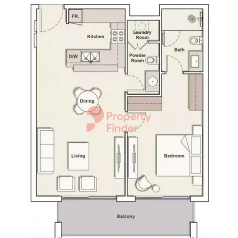 Floor plan, 1 Bed, 777 sq ft