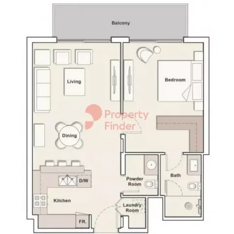 Floor plan, 1 Bed, 800 sq ft