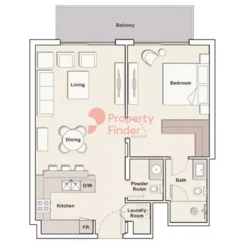 Floor plan, 1 Bed, 784 sq ft