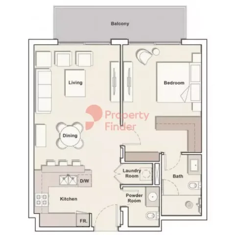 Floor plan, 1 Bed, 792 sq ft