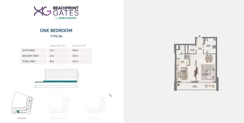 Floor plan, 1 Bed, 917 sq ft