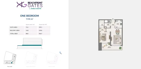 Floor plan, 1 Bed, 946 sq ft