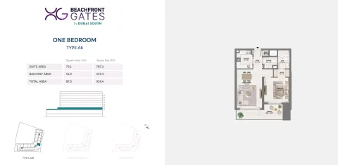 Floor plan, 1 Bed, 939 sq ft