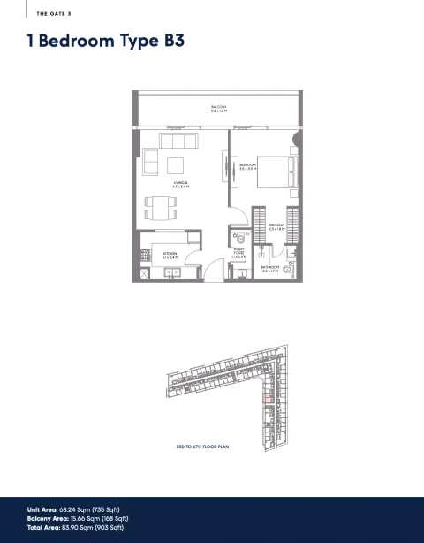 Floor plan, 1 Bed, 903 sq ft