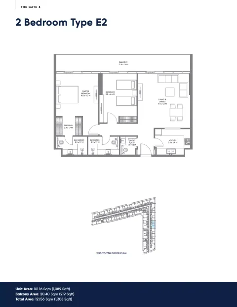 Floor plan, 2 Beds, 1,308 sq ft