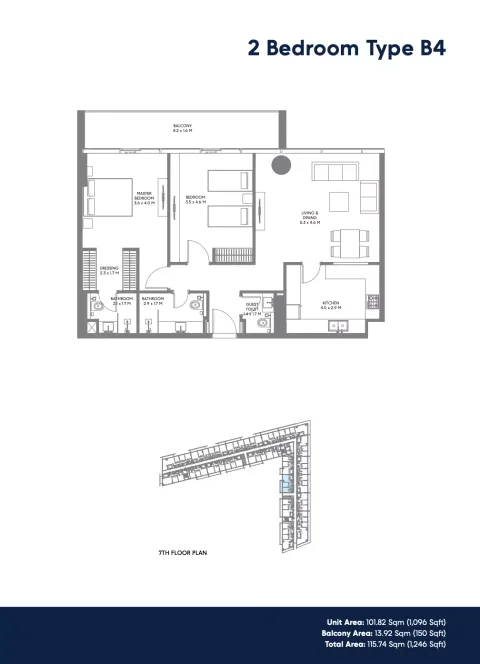 Floor plan, 2 Beds, 1,246 sq ft