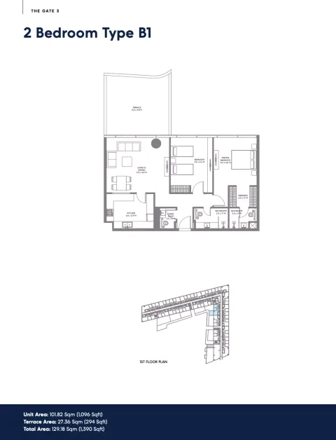 Floor plan, 2 Beds, 1,390 sq ft