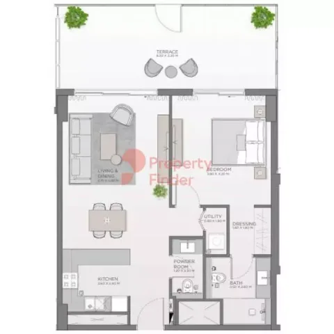 Floor plan, 1 Bed, 1,065 sq ft