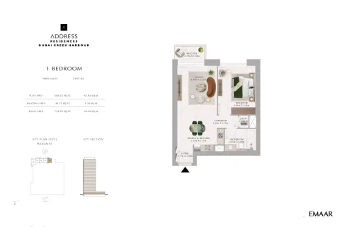 Floor plan, 1 Bed, 734 sq ft