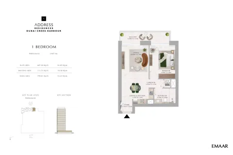 Floor plan, 1 Bed, 799 sq ft