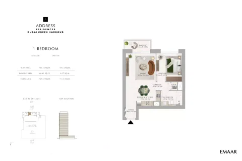 Floor plan, 1 Bed, 767 sq ft