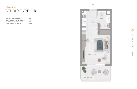 Floor plan, Studio, 410 sq ft