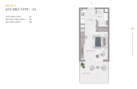 Floor plan, Studio, 453 sq ft