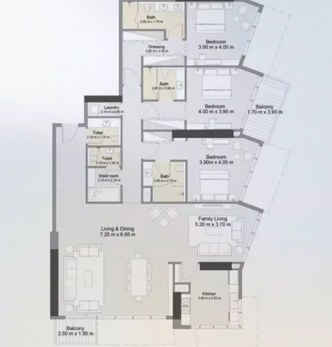 Floor plan, 3 Beds, 2,469 sq ft