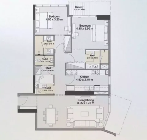 Floor plan, 2 Beds, 1,313 sq ft