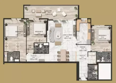 Floor plan, 3 Beds, 1,792 sq ft