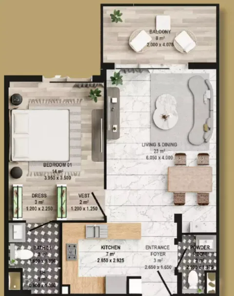 Floor plan, 1 Bed, 787 sq ft