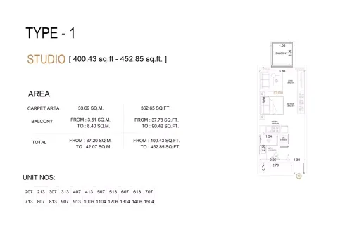 Floor plan, Studio, 452 sq ft