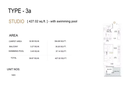Floor plan, Studio, 427 sq ft