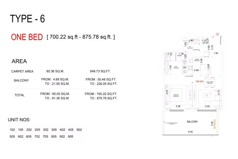 Floor plan, 1 Bed, 875 sq ft