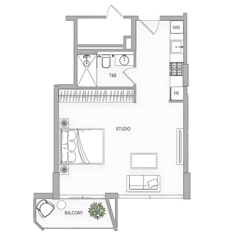 Floor plan, Studio, 462 sq ft