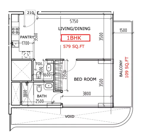 Floor plan, 1 Bed, 880 sq ft