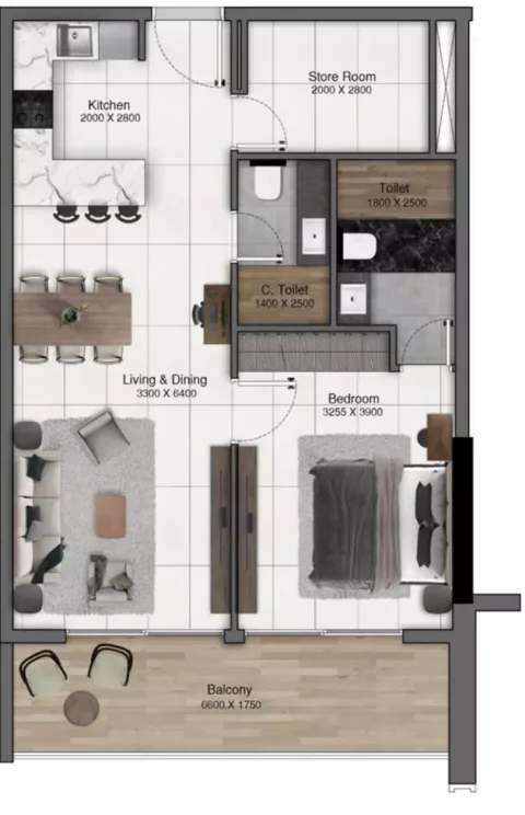 Floor plan, 1 Bed, 813 sq ft