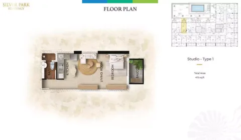 Floor plan, Studio, 415 sq ft