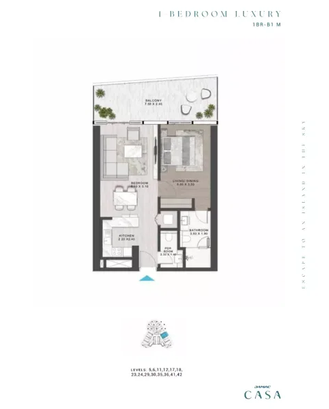 Floor plan, 1 Bed, 0 sq ft