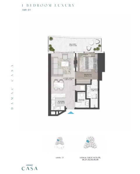 Floor plan, 1 Bed, 0 sq ft
