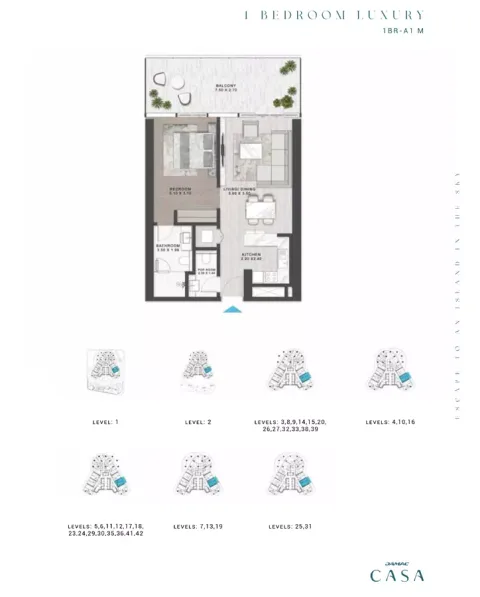 Floor plan, 1 Bed, 1,099 sq ft
