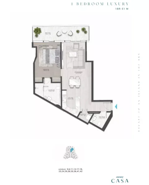 Floor plan, 1 Bed, 0 sq ft
