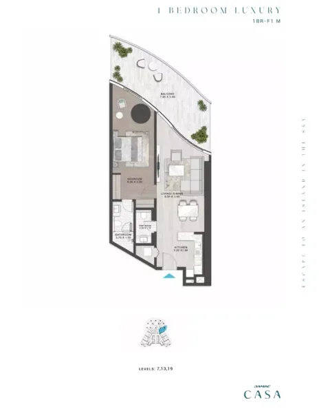 Floor plan, 1 Bed, 0 sq ft