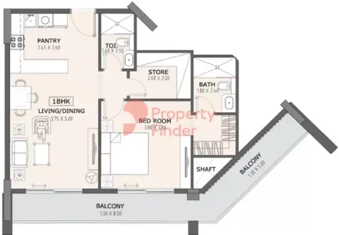 Floor plan, 1 Bed, 898 sq ft