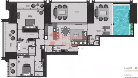 Floor plan, 2 Beds, 3,337 sq ft