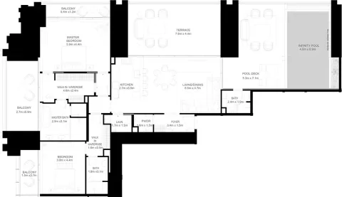 Floor plan, 2 Beds, 3,286 sq ft