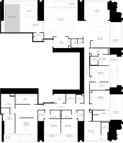 Floor plan, 6 Beds, 6,914 sq ft