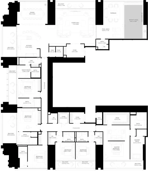 Floor plan, 6 Beds, 6,899 sq ft