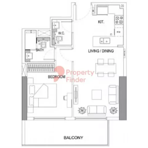 Floor plan, 1 Bed, 0 sq ft