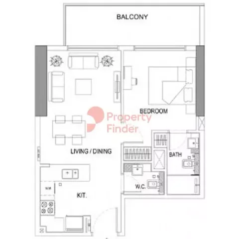 Floor plan, 1 Bed, 521 sq ft