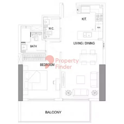 Floor plan, 1 Bed, 0 sq ft