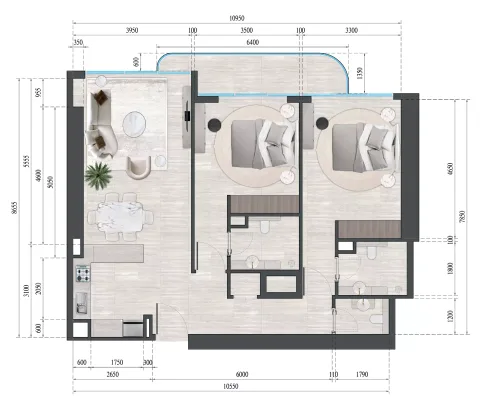 Floor plan, 2 Beds, 0 sq ft