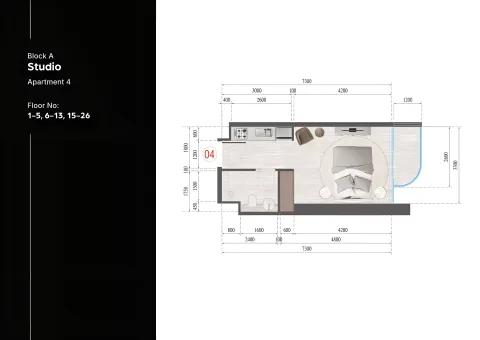 Floor plan, Studio, 0 sq ft