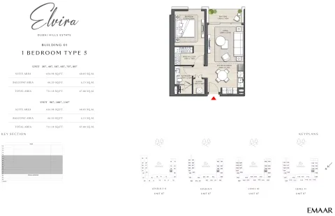 Floor plan, 1 Bed, 721 sq ft