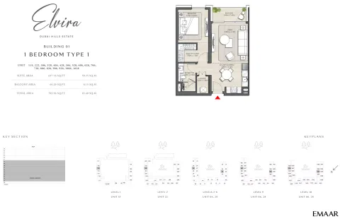Floor plan, 1 Bed, 703 sq ft